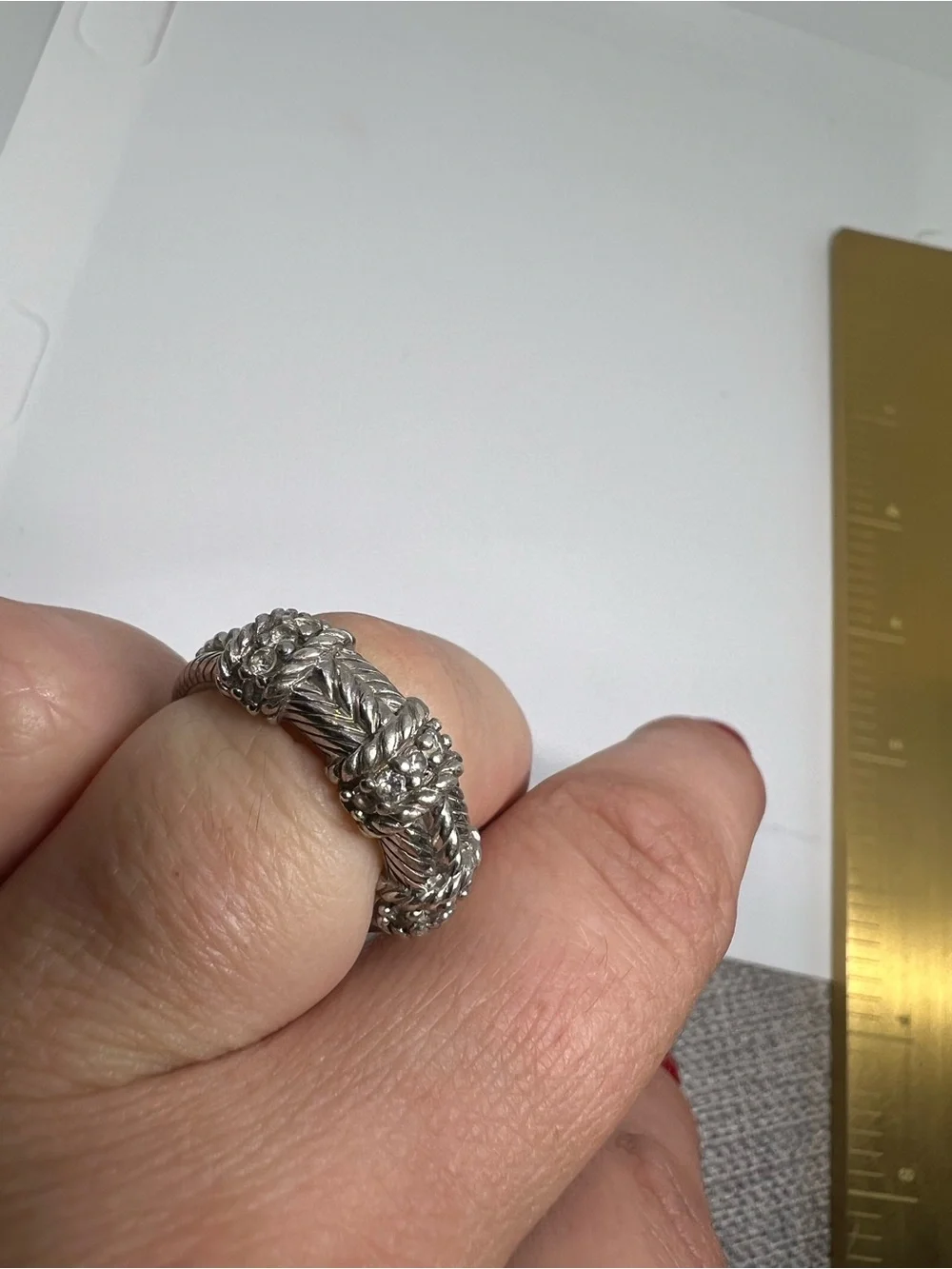 Judith Ripka Silver Braided Floral Band Ring - Picture 14 of 15